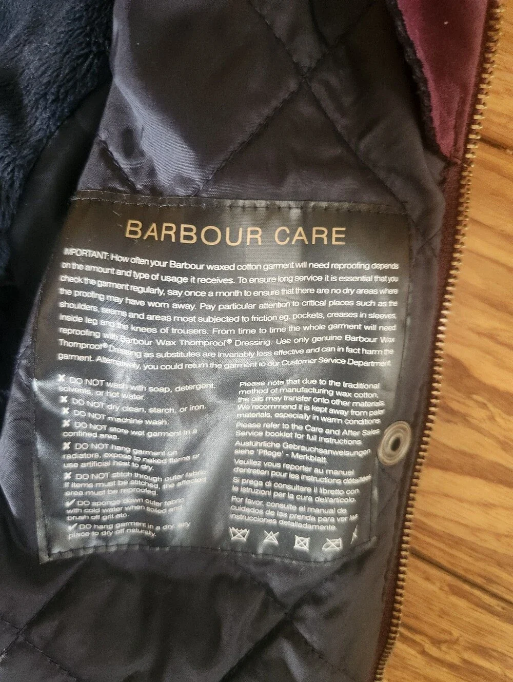 Barbour Girls Cassley Waxed Jacket Burgundy Merlot Parka Hood Sz 6/7 [Small]